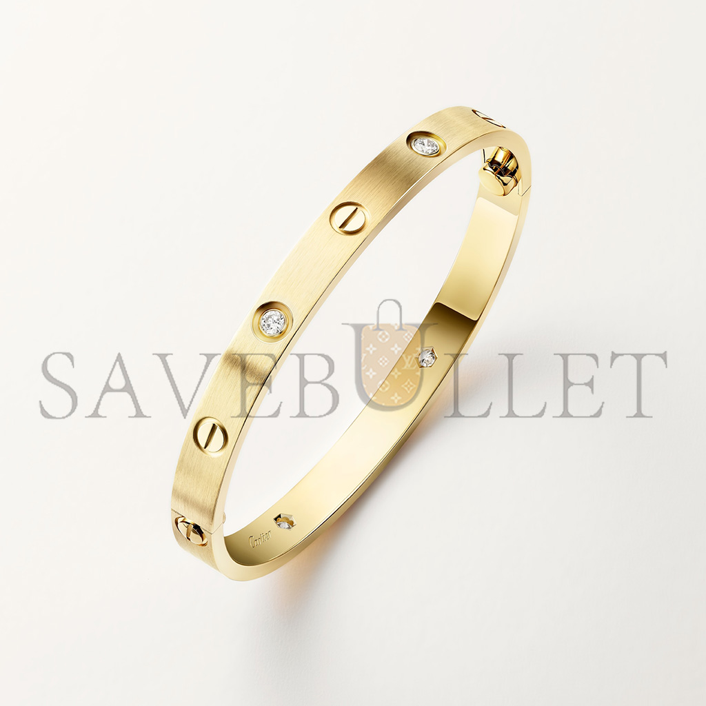 CARTIER LOVE BRACELET, CLASSIC MODEL, BRUSHED FINISH, SET WITH 4 DIAMONDS B6080117